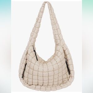 Amazon Cream Quilted Tote Bag